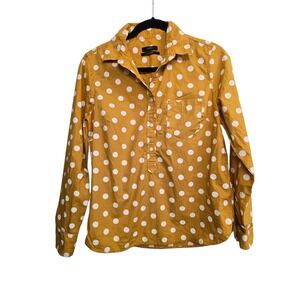 J.Crew Classic Polka Dot Blouse Mustard Yellow Small Preppy Chic Coastal Grandma